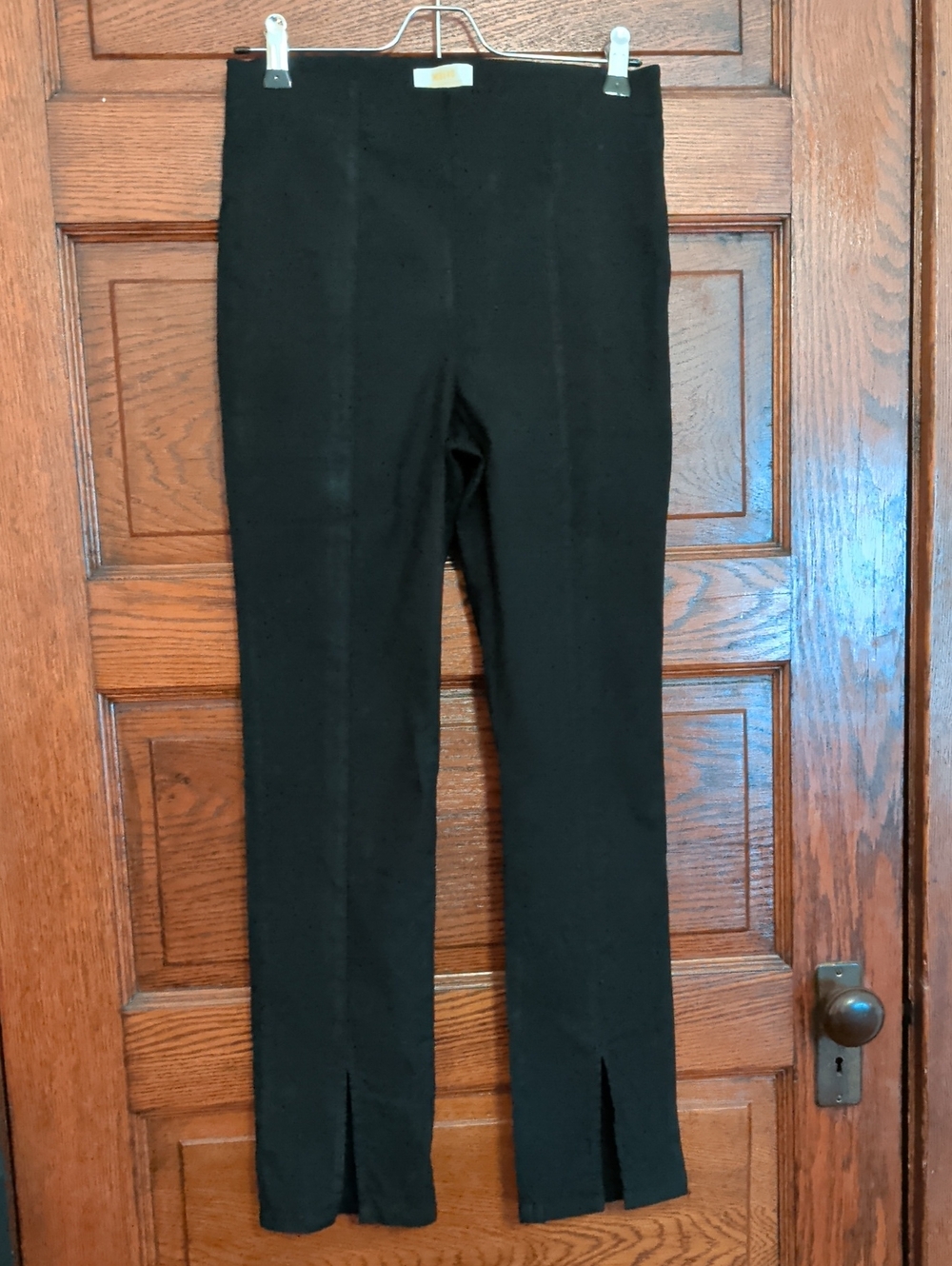 Maeve Black Slim Leggings with Front Slits